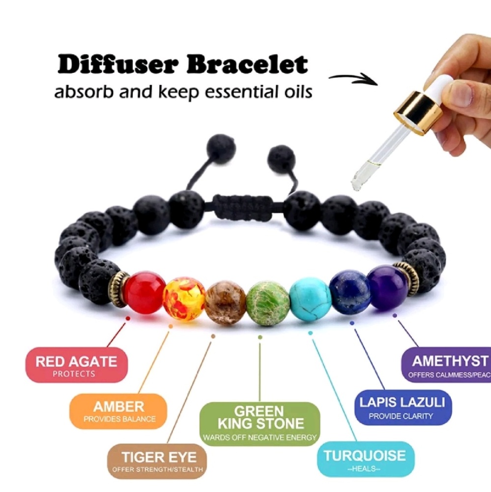 🕉️ 7 Chakra Healing Bead Bracelet | Lava 🕉️ - Picture 3 of 6